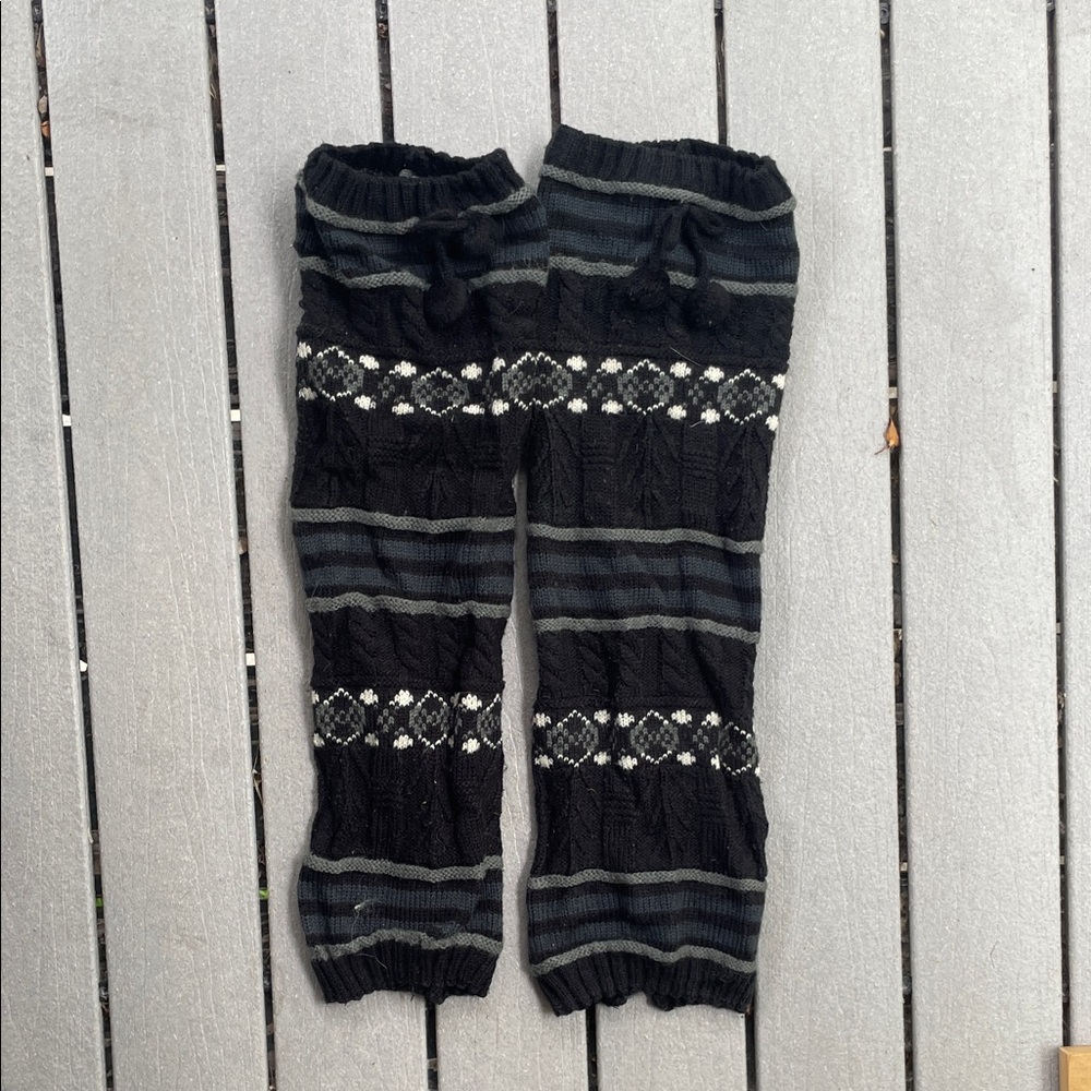 Cozy Black and Gray Knit leg Warmer